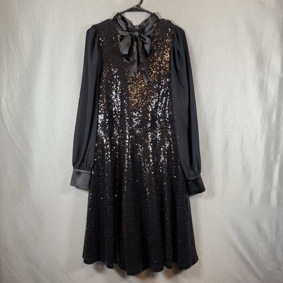 torrid Dresses & Skirts - Torrid Sylvia Mollie Black Tie Neck Sequin Cocktail Formal Mini Dress Women's 12